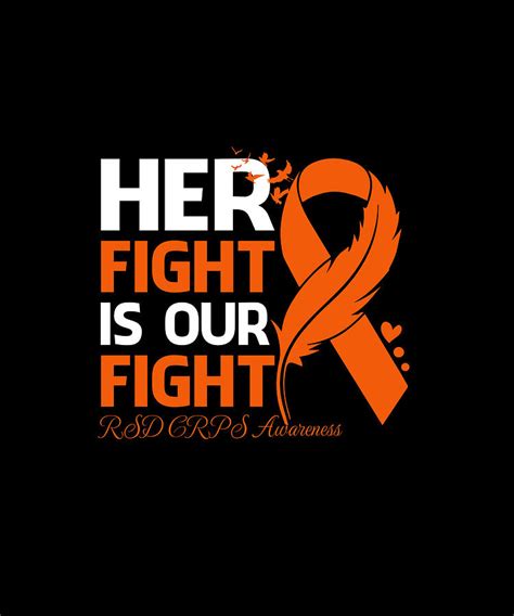 Her Fight Is Our My Fight Rsd Crps Awareness Ribbon Feathers Drawing By Thepassionshop Fine