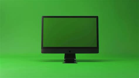 Modern black computer monitor against green background for creative ...