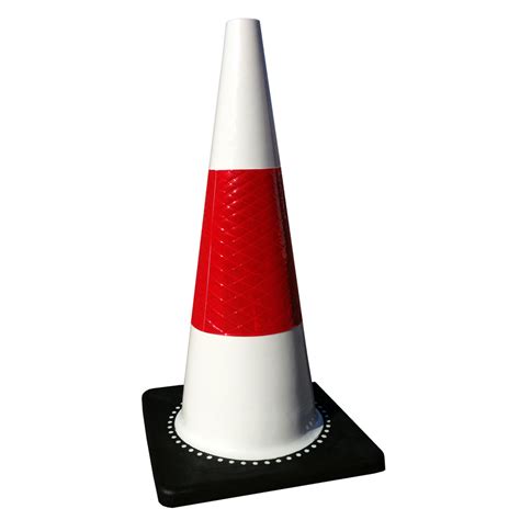 700mm White Cone Red Reflective