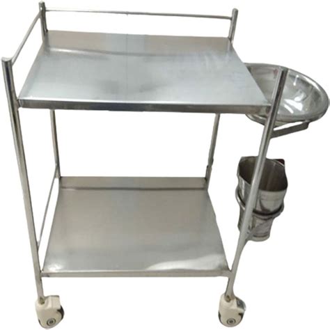 Silver Stainless Steel Hospital Dressing Trolley Size X X