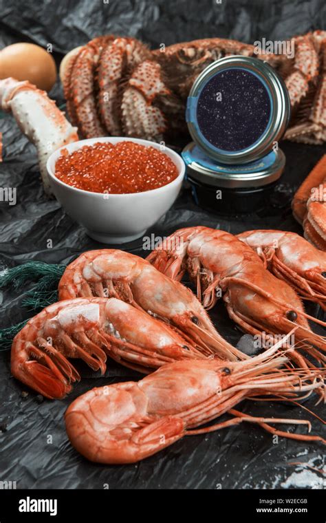 Set Of Fresh Seafood Stock Photo Alamy