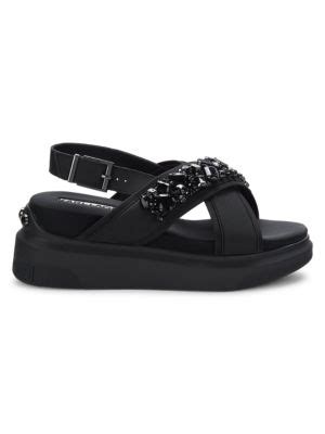 Karl Lagerfeld Paris Talya Embellished Crisscross Sandals On SALE