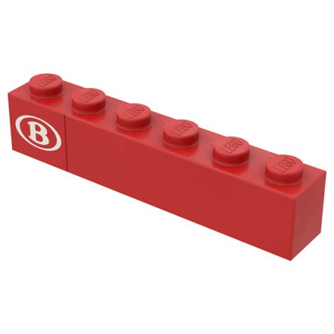 LEGO Red Brick 1 X 6 With B Sticker 3009 Brick Owl LEGO Marketplace