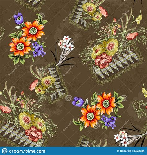 Beautiful Flower Pattern Floral Colorful Seamless Allover Design