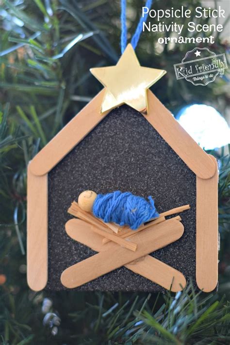 Popsicle Stick Nativity Ornament Craft Nativity Crafts Simple Nativity Christmas Ornament Crafts