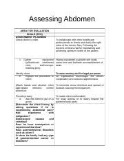 Assessing Abdomen Rationale Docx Assessing Abdomen Area For