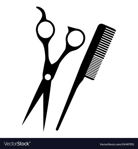 Barber shop scissors with comb Royalty Free Vector Image