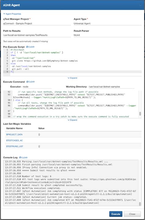 Integrate XUnit Net With Universal Agent