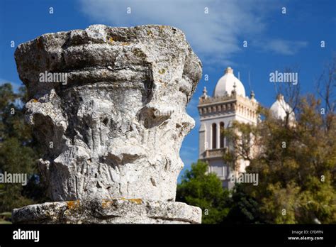 Byrsa Hill St Louis Cathedral Towers And Ruins Of Sculpted Pillar In