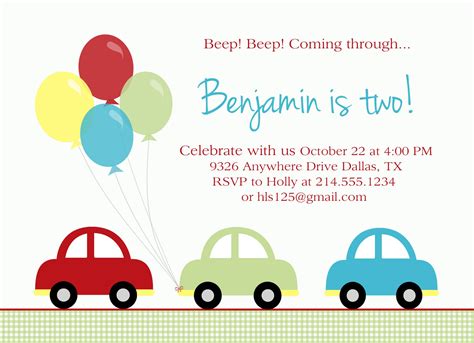 Car Themed Birthday Invitations Invitation Card Printable Cars