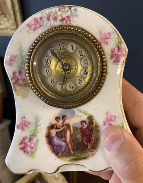 PENDULE PORCELAINE ANCIENNE Horloge 1900 Napoléon III XIXeme Limoges