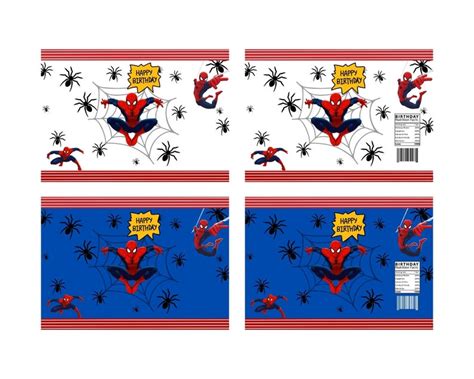 SPIDERMAN Chip Bag Template Wrapper Party Chipsbag Can Printable