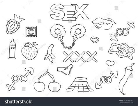 Sex Elements Hand Drawn Set Coloring Stock Vector Royalty Free 601487843 Shutterstock