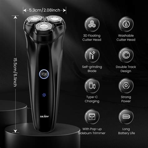 Sejoy Electric Razor For Men Portable Mens 4d Rotary Shaver Cordless