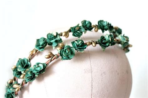 Boho Green Headpiece Emerald Green Goddess Crown Woodland Double Crown Bridal Hair Piece