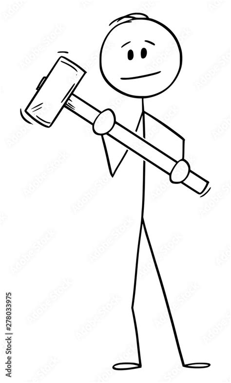 Vector Cartoon Stick Figure Drawing Conceptual Illustration Of Man Or