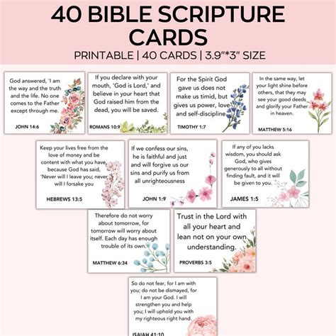 40 Bible Scripture Cards Encouragement Bible Verse Bible Verse Cards