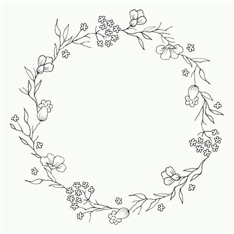 Dessin Vectoriel Guirlande De Fleurs Et De Branches Avec Des Feuilles