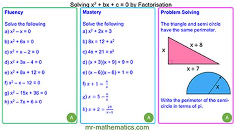 Solving Quadratics By Factorising Mr