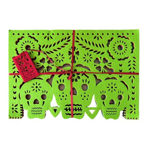 Double Sided Felt Papel Picado Placemat Sets 3 Calaveras Artelexia