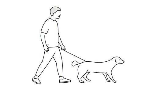 Man walking dog drawing cartoon | Free Photo Illustration - rawpixel