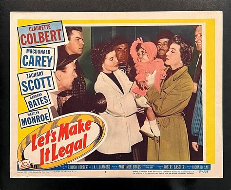 LET S MAKE IT LEGAL 1951 ORIGINAL LOBBY CARD CLAUDETTE COLBERT