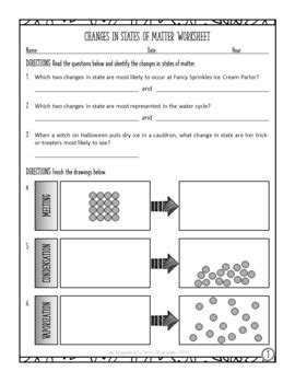 Changes in States of Matter Worksheet by Elly Thorsen | TpT