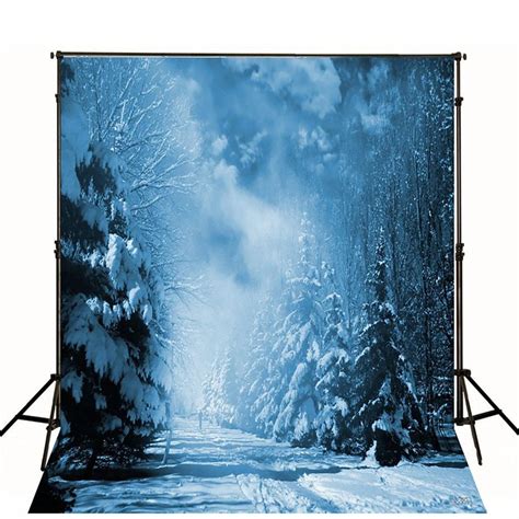 Hellodecor Winter Photographic Background White Snow Tree Backdrops For