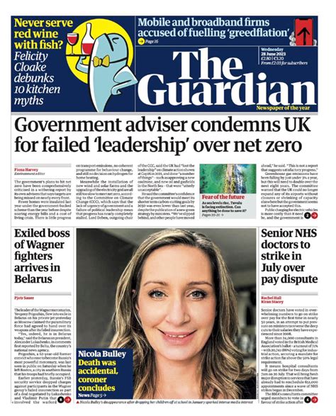 Guardian Front Page Th Of June Tomorrow S Papers Today