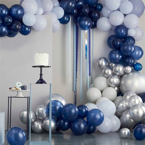 16ft Navy Blue And Silver Balloon Arch And Garland Kit Latex Etsy Artofit