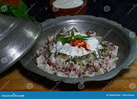 Manti Turkish Ravioli From Kayseri With Yogurt Stock Photo Image Of