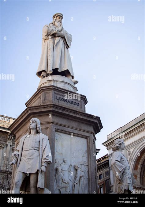 Leonardo Da Vinci Monument By Pietro Magni At Piazza Della Scala Milan