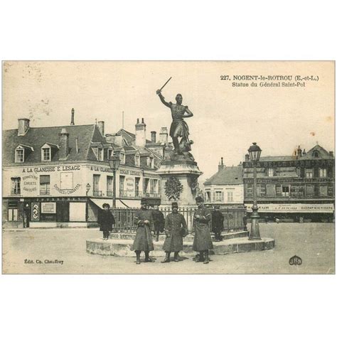 carte postale ancienne 28 NOGENT LE ROTROU Statue du Général Saint Pol