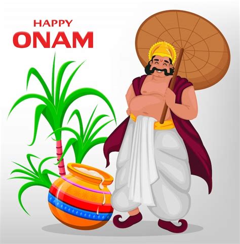 Premium Vector | King mahabali, happy onam festival in kerala