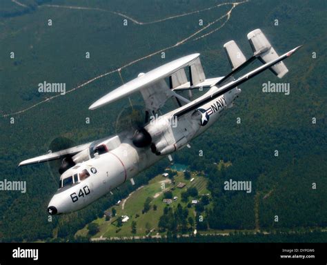 A Us Navy E 2c Hawkeye Airborne Early Warning Aircraft Banks During