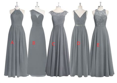 Grey Lace Bridesmaid Dresses Mismatched Bridesmaid Dress Custom Long