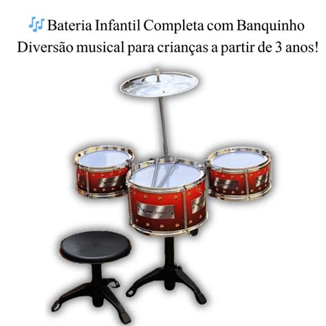 Bateria Para Crianças De 10 Anos - Bateria de Brinquedo para Crianças com Banquinho – Sons Reais e ...