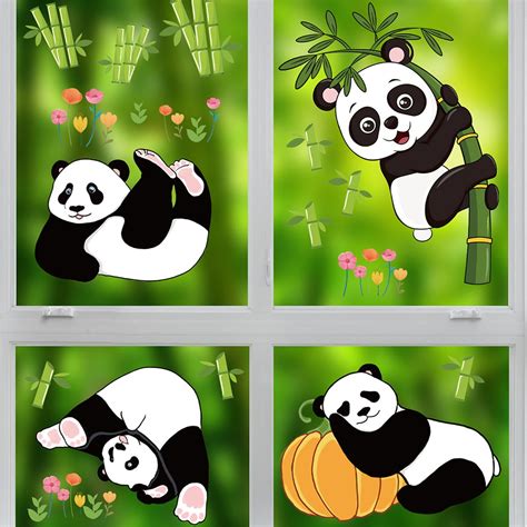 Midewhik Mothers Day T Cute Stickers Cartoon 4 Pandas Playing In