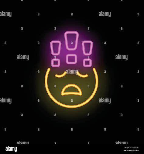 Burnout Emoji Icon Outline Vector Work Stress Mental Overload Neon