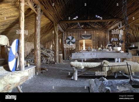 Interior Of A Viking House At Norstead Viking Village Newfoundland