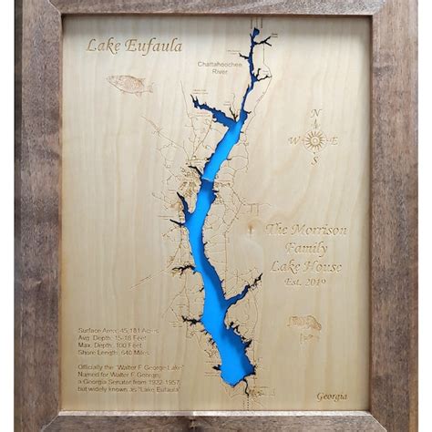 Lake Eufaula Map Etsy