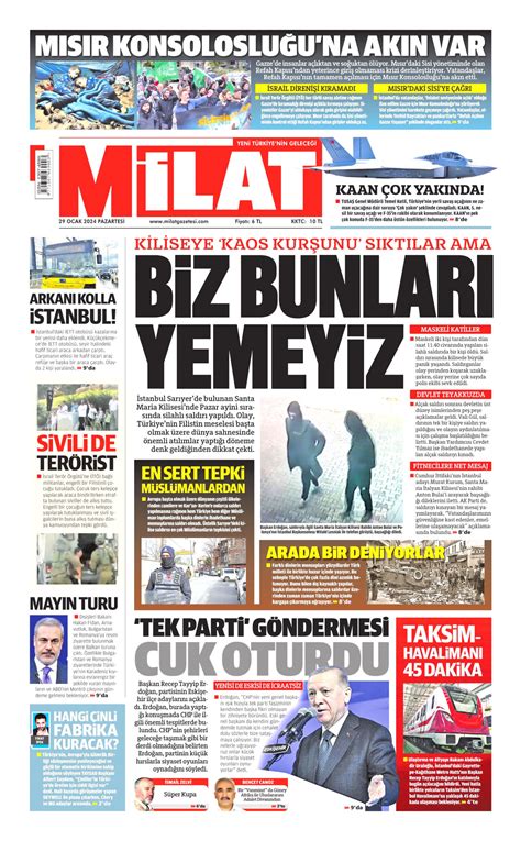 Milat Gazetesi Milat Manşet Oku Haberler 29 Ocak 2024