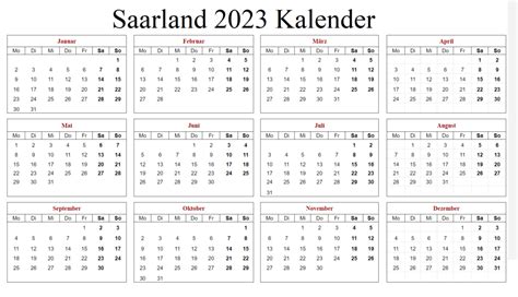 Saarland 2023 Kalender Zum Ausdrucken 2024 Kalendar