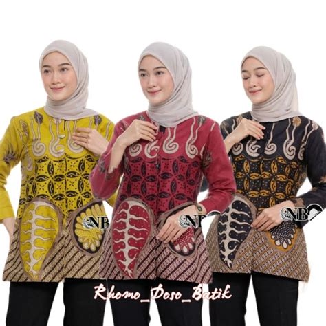 Jual BAJU BATIK WANITA MODERN MONALISA GENES M L XL XXL Asli PEKALONGAN