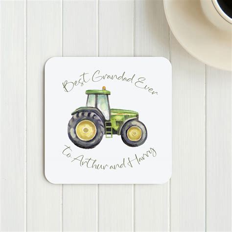 Personalised Best Grandad Tractor Coaster By Andrea Fays