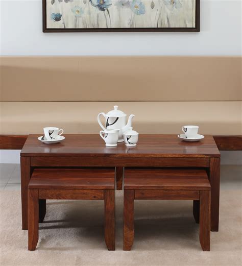 Buy Anitz Sheesham Wood Nesting Coffee Table Set In Scratch Resistant