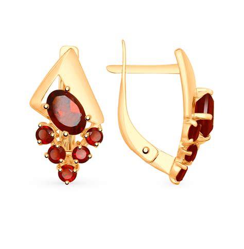 Золотые серьги с гранатом SERGEY GRIBNYAKOV 725479*: красное и розовое ...