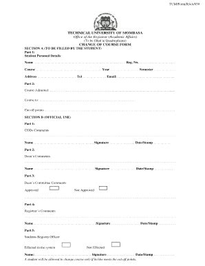 Student Course Transfer Form Tum Ac Fill And Sign Printable