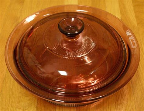 Corning Visions Vision Ware Cranberry Quart Round Casserole Baking