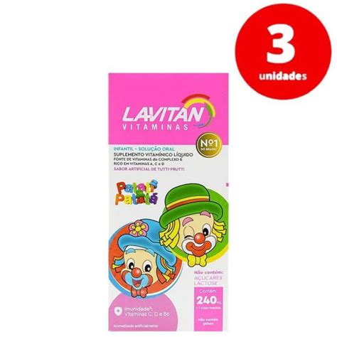 Kit 3 Lavitan Kids Polivitamínico Infantil Solução Oral Sabor Tutti